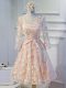Delicate Peach Homecoming Dress Prom and Party and Sweet 16 with Appliques Scoop Long Sleeves Lace Up