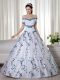 Excellent Floor Length Ball Gowns Short Sleeves White Sweet 16 Dress Lace Up