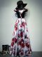 Stylish Floor Length Multi-color Prom Evening Gown Printed Sleeveless Ruching