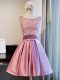 Shining Lilac Lace Up Scoop Lace and Appliques and Belt Prom Party Dress Satin Sleeveless