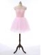Shining Mini Length A-line Sleeveless Baby Pink Evening Dress Zipper