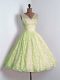 New Style Yellow Green Sleeveless Lace Lace Up Vestidos de Damas for Prom and Party and Wedding Party