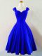 Royal Blue Sleeveless Taffeta Lace Up Wedding Guest Dresses for Prom and Party and Wedding Party