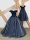 Sleeveless Ruching Lace Up Military Ball Gowns with Navy Blue Brush Train
