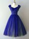 Sophisticated Knee Length Lace Up Quinceanera Court Dresses Royal Blue for Prom and Party and Wedding Party with Ruching