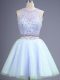 Latest Lavender Lace Up Wedding Party Dress Beading Sleeveless Knee Length