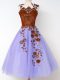 Knee Length A-line Sleeveless Lavender Bridesmaid Dress Lace Up