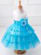 Baby Blue Zipper Scoop Ruffled Layers and Hand Made Flower Girls Pageant Dresses Tulle Sleeveless