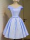 Lavender Lace Up Off The Shoulder Belt Quinceanera Court of Honor Dress Taffeta Cap Sleeves