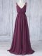V-neck Sleeveless Chiffon Court Dresses for Sweet 16 Appliques Backless