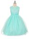 Apple Green Ball Gowns Scoop Sleeveless Tulle Knee Length Lace Up Beading Little Girl Pageant Gowns