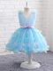 Elegant Organza Sleeveless Knee Length Toddler Flower Girl Dress and Appliques and Hand Made Flower