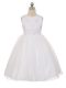 White Ball Gowns Scoop Sleeveless Tulle Knee Length Lace Up Beading Girls Pageant Dresses
