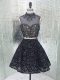 Nice Black Backless High-neck Beading and Lace and Appliques Prom Gown Sequined Sleeveless