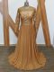 Pretty Brown Empire Lace Mother of Groom Dress Zipper Chiffon Long Sleeves