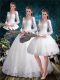 High Quality White Wedding Dress Wedding Party with Lace V-neck 3 4 Length Sleeve Lace Up