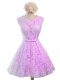 Lilac Scoop Lace Up Belt Court Dresses for Sweet 16 Sleeveless