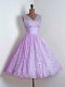 Lilac Sleeveless Lace Lace Up Wedding Party Dress for Prom and Party and Wedding Party