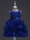 Excellent Royal Blue Scoop Lace Up Ruffles and Belt Girls Pageant Dresses Sleeveless