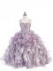 Perfect Lavender Lace Up Girls Pageant Dresses Beading and Ruffles Sleeveless Floor Length