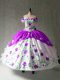 Sweet Organza and Taffeta Cap Sleeves Floor Length Quince Ball Gowns and Embroidery and Ruffles