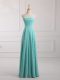 Ruching Bridesmaid Dresses Aqua Blue Lace Up Sleeveless Floor Length