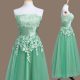 Glamorous Tea Length Empire Sleeveless Turquoise Quinceanera Court Dresses Lace Up