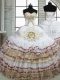 Suitable White Sweetheart Lace Up Beading and Embroidery and Ruffled Layers 15th Birthday Dress Sleeveless