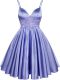 Knee Length Lace Up Dama Dress Light Blue for Prom and Party and Wedding Party with Lace