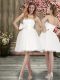 Ideal White Backless Bridal Gown Sashes ribbons Sleeveless Knee Length