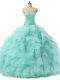 Vintage Apple Green Ball Gowns Tulle Sweetheart Sleeveless Beading and Ruffles Floor Length Lace Up Quinceanera Gown