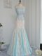 Attractive Multi-color Mermaid Tulle Sweetheart Sleeveless Appliques Floor Length Zipper Prom Evening Gown