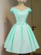 Classical Cap Sleeves Knee Length Belt Zipper Wedding Party Dress with Turquoise