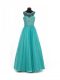 Great Teal Scoop Neckline Beading Kids Formal Wear Sleeveless Lace Up
