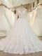 Designer White Ball Gowns Beading and Lace and Appliques Bridal Gown Zipper Tulle Long Sleeves