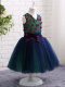 V-neck Sleeveless Tulle Little Girl Pageant Dress Lace and Appliques Zipper