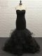 Flirting Floor Length Mermaid Sleeveless Black Dress for Prom Zipper