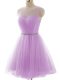 Lavender Scoop Neckline Beading and Ruching Teens Party Dress Sleeveless Lace Up