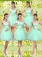 Decent Apple Green Lace Up Bridesmaids Dress Lace and Belt Sleeveless Knee Length