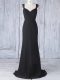 Zipper Quinceanera Dama Dress Black for Prom and Party and Wedding Party with Appliques Sweep Train