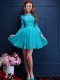 Wonderful Scalloped 3 4 Length Sleeve Chiffon Dama Dress for Quinceanera Beading and Lace and Appliques Lace Up