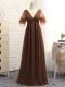 Sophisticated Brown Zipper Mother Dresses Beading and Ruching Sleeveless Floor Length