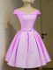 Ideal Knee Length A-line Cap Sleeves Lilac Wedding Guest Dresses Lace Up