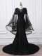 Chic Lace Up Mother Of The Bride Dress Black for Prom and Sweet 16 with Lace and Appliques Brush Train