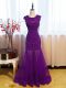 Flare Eggplant Purple Tulle Side Zipper Scoop Sleeveless Floor Length Evening Party Dresses Beading and Lace and Appliques