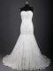 Fashion Sweetheart Sleeveless Brush Train Lace Up Wedding Dress White Tulle