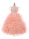 Modern Beading and Ruffles Girls Pageant Dresses Peach Lace Up Sleeveless Floor Length
