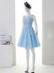 Baby Blue Tulle Zipper Bridesmaid Dress Sleeveless Mini Length Lace