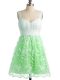 Lace Dama Dress for Quinceanera Apple Green Lace Up Sleeveless Knee Length