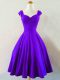 Purple Sleeveless Ruching Knee Length Bridesmaid Dress